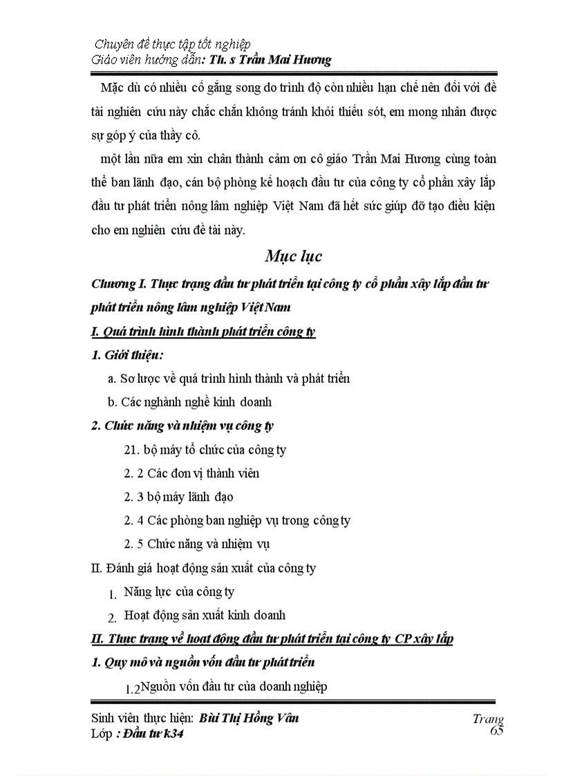 image for page Hoạt động đầu tư phát triển trong Công ty cổ phần xây lắp đầu tư phát triển nông lâm nghiệp Việt Nam-Thực trạng và giải pháp