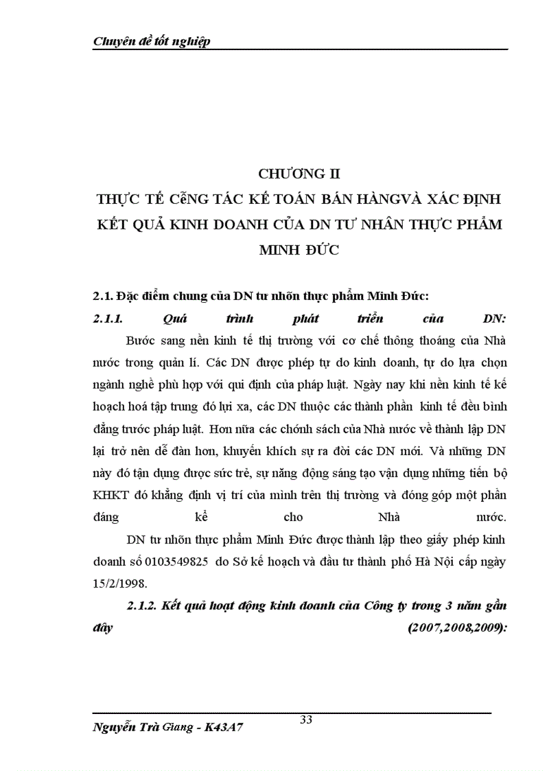 image for page Bán hàng và xác định kết quả kinh doanh cuả ĐN tư nhân thực phẩm Minh Đức