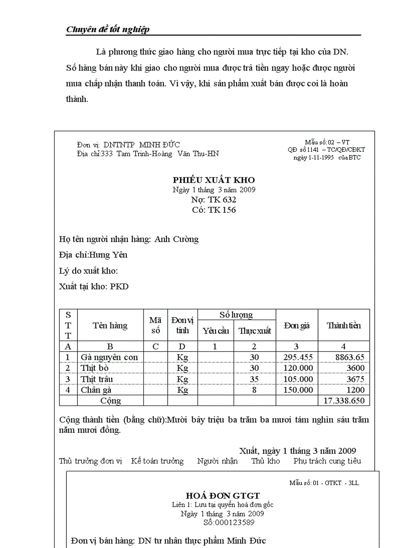 image for page Bán hàng và xác định kết quả kinh doanh cuả ĐN tư nhân thực phẩm Minh Đức