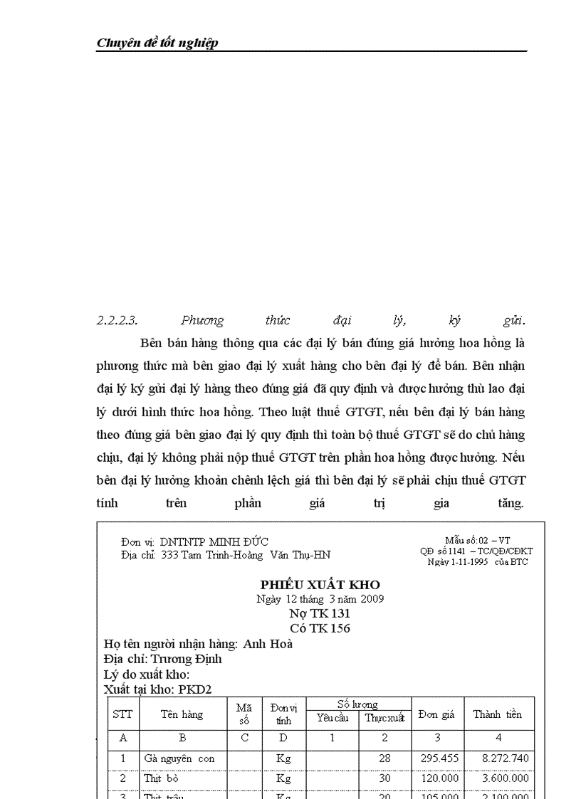 image for page Bán hàng và xác định kết quả kinh doanh cuả ĐN tư nhân thực phẩm Minh Đức