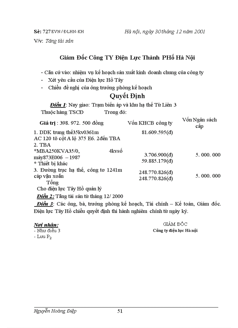 image for page Kế toán TSCĐ và phân tích tình hình trang bị và sử dụng TSCĐ trong công ty Điện lực TP Hà Nội