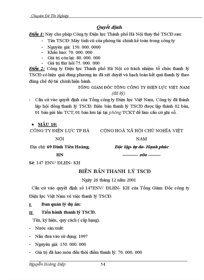 image for page Kế toán TSCĐ và phân tích tình hình trang bị và sử dụng TSCĐ trong công ty Điện lực TP Hà Nội