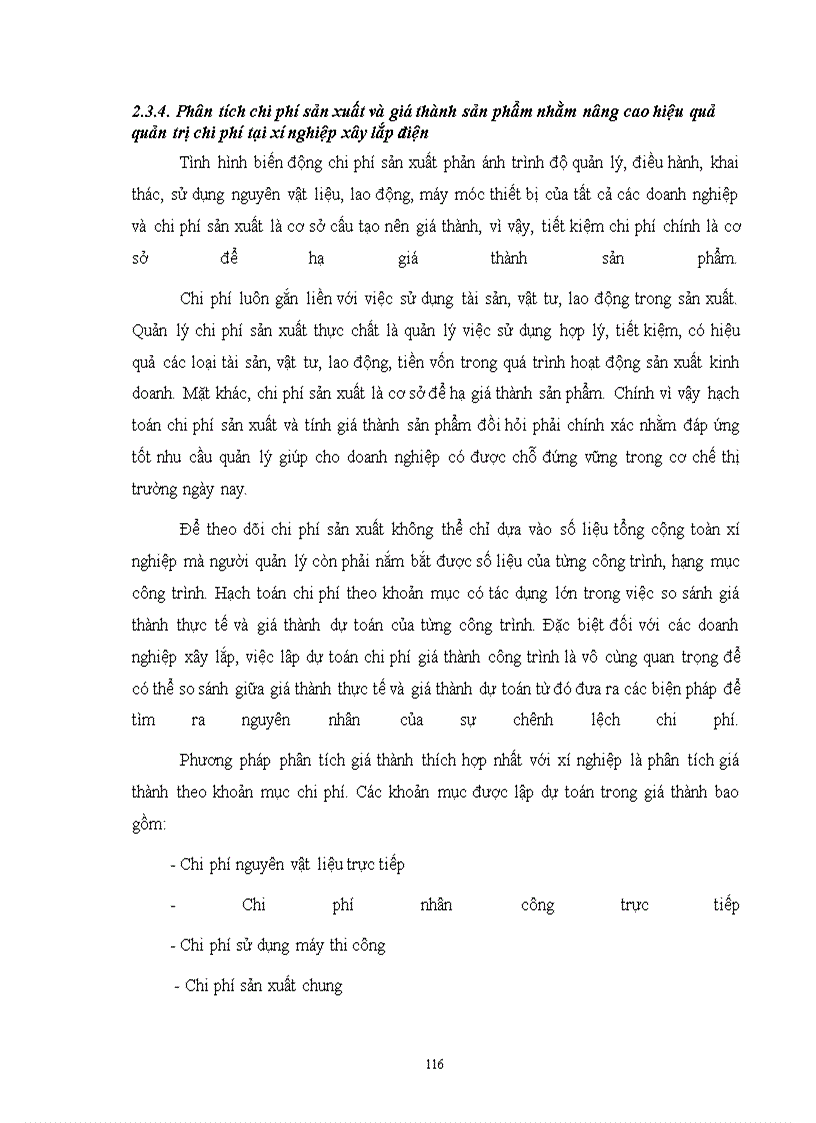 image for page Hoàn thiện công tác tổ chức hạch toán chi phí sản xuất và tính giá thành với việc tăng cường công tác quản trị tạiXí nghiệp xây lắp Điện - Công Ty Điện Lực I
