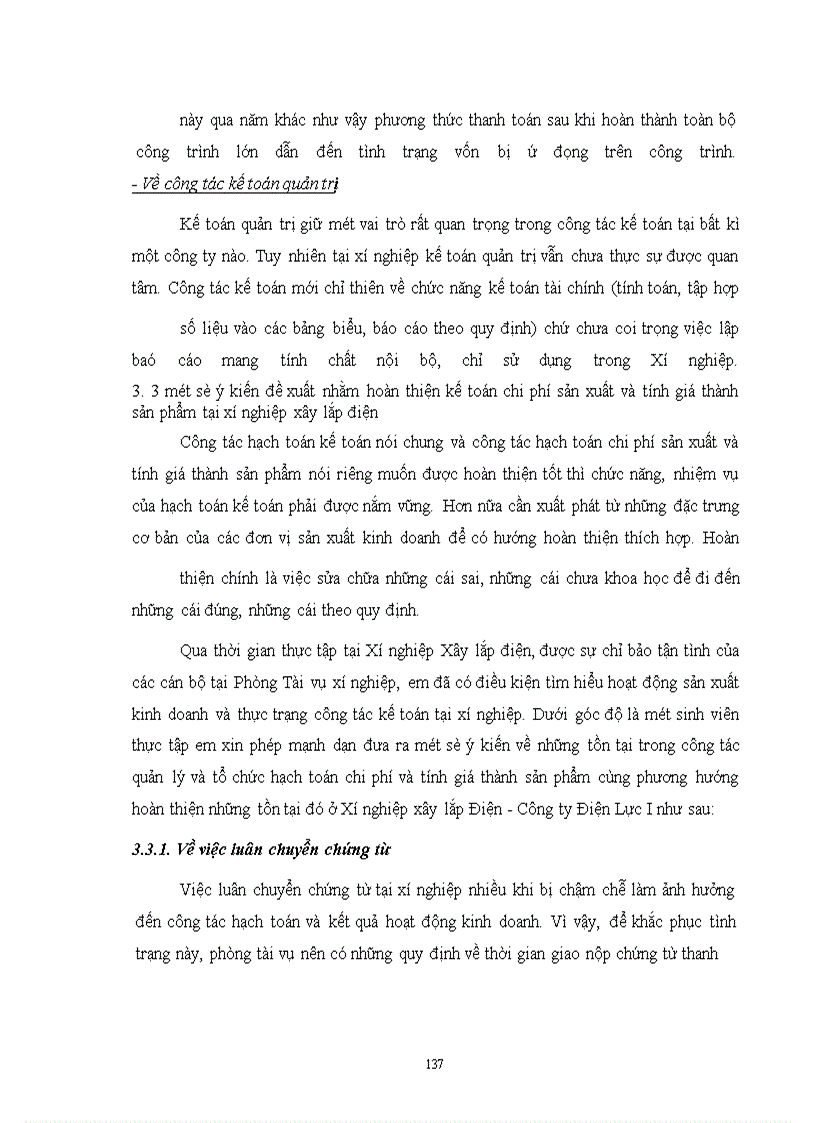 image for page Hoàn thiện công tác tổ chức hạch toán chi phí sản xuất và tính giá thành với việc tăng cường công tác quản trị tạiXí nghiệp xây lắp Điện - Công Ty Điện Lực I