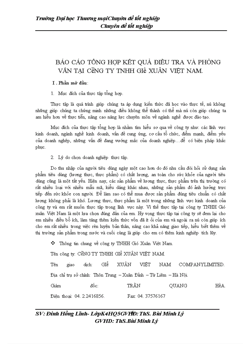 image for page Báo cáo tổng hợp kết quả điều tra và phỏng vấn tại công ty TNHH Gió Xuân Việt nam
