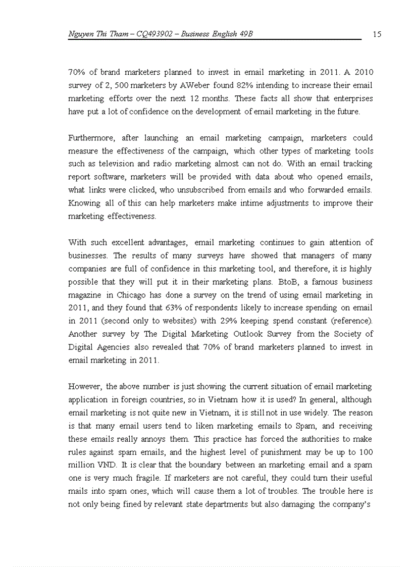 image for page USING EMAIL MARKETING TO IMPROVE THE EFFECTIVENESS OF MARKETING ACTIVITIES IN CAO SON Co LT