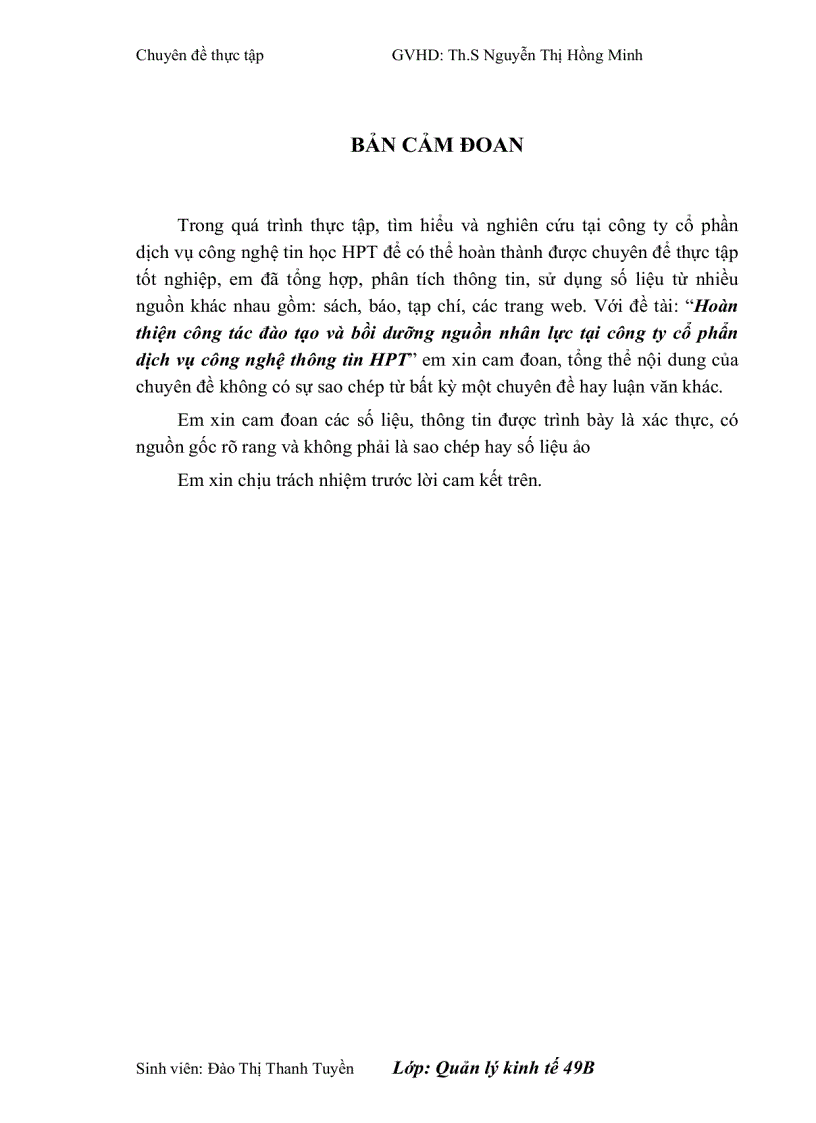 image for page Hoàn thiện công tác đào tạo và bồi dưỡng nguồn nhân lực tại công ty cổ phần dịch vụ công nghệ tin học HPT – Chi nhánh Hà Nội