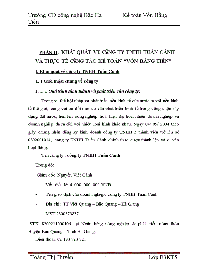 image for page Báo cáo thực tập tại CTy TNHH Tuấn Cảnh