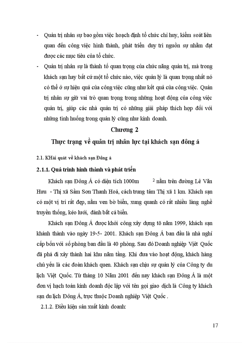 image for page Quản trị nhân sự tại khách sạn Đông Á, thực trạng và giải pháp