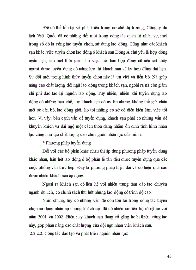 image for page Quản trị nhân sự tại khách sạn Đông Á, thực trạng và giải pháp