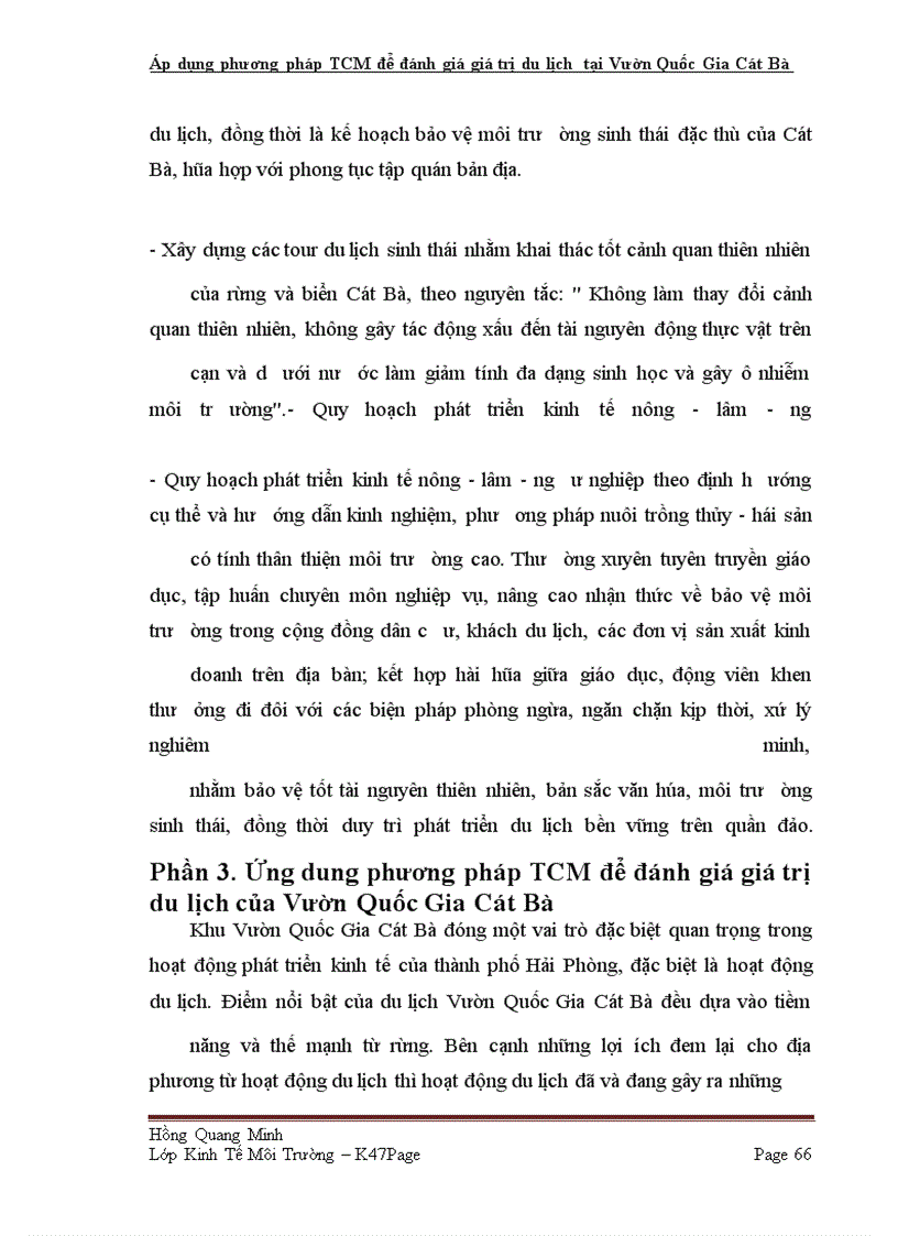 image for page Áp dụng phương pháp TCM để đánh giá giá trị du lịch tại Vườn Quốc Gia Cát Bà
