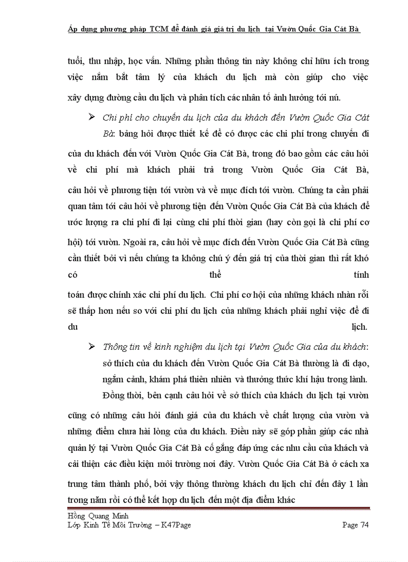 image for page Áp dụng phương pháp TCM để đánh giá giá trị du lịch tại Vườn Quốc Gia Cát Bà