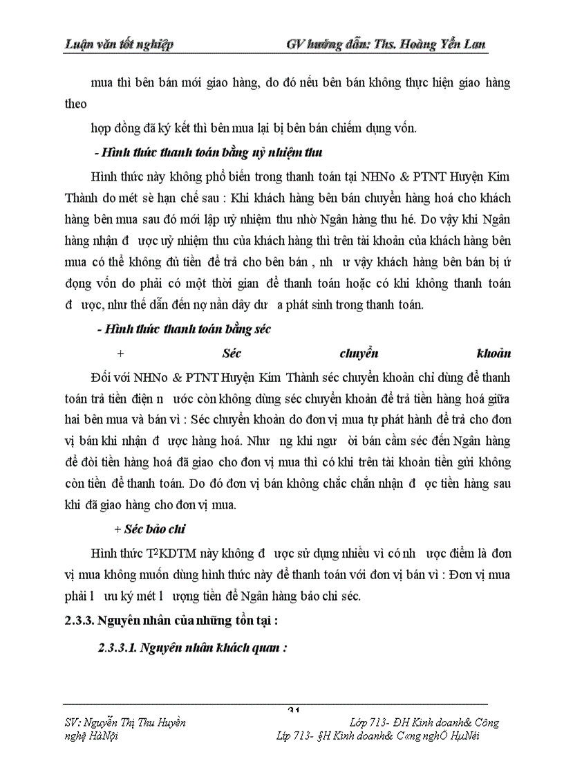 image for page Một số giải pháp nâng cao hiệu quả hoạt động thanh toán không dùng tiền mặt tại chi nhánh Ngân hàng No & PTNT huyện Kim thành- Hải Dương