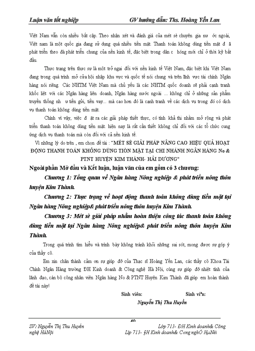 image for page Một số giải pháp nâng cao hiệu quả hoạt động thanh toán không dùng tiền mặt tại chi nhánh Ngân hàng No & PTNT huyện Kim thành- Hải Dương