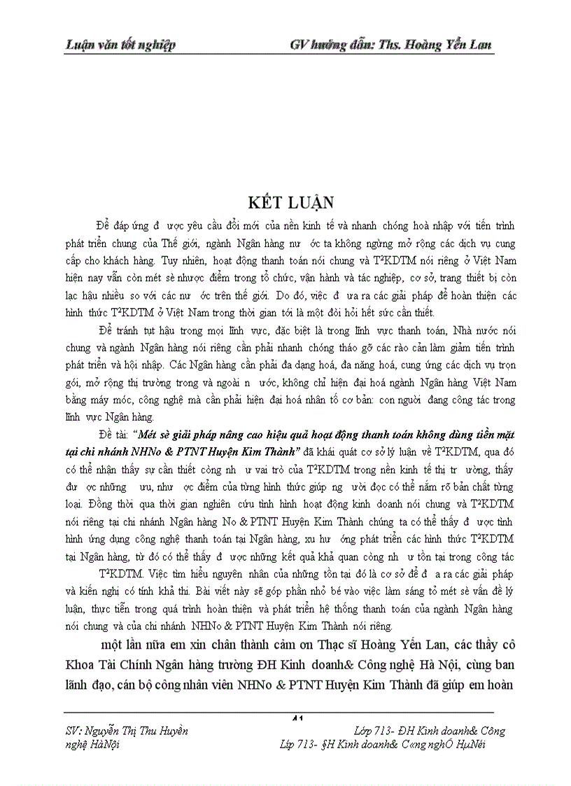 image for page Một số giải pháp nâng cao hiệu quả hoạt động thanh toán không dùng tiền mặt tại chi nhánh Ngân hàng No & PTNT huyện Kim thành- Hải Dương