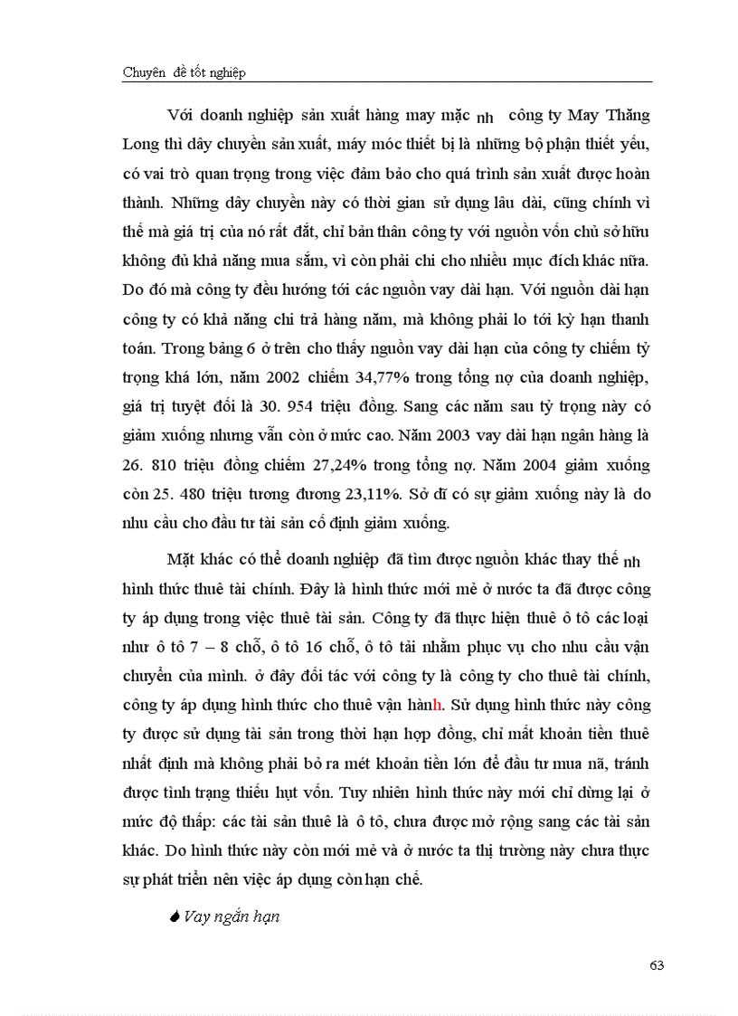 image for page Giải pháp chủ yếu tạo lập vốn cho hoạt động sản xuất kinh doanh ở Công ty cổ phần May Thăng Long