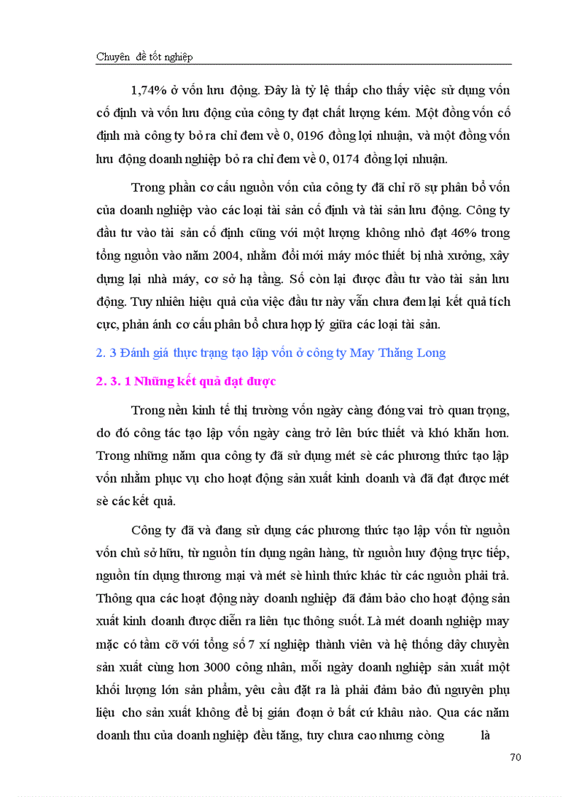 image for page Giải pháp chủ yếu tạo lập vốn cho hoạt động sản xuất kinh doanh ở Công ty cổ phần May Thăng Long