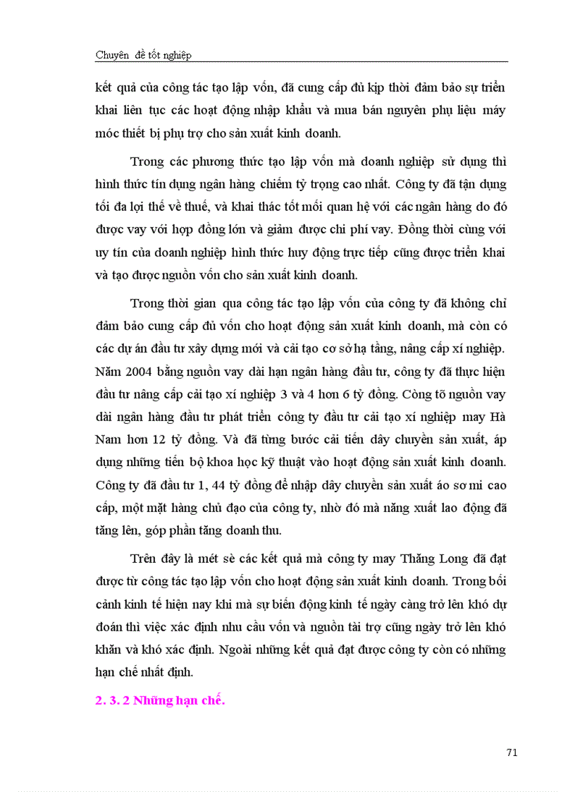 image for page Giải pháp chủ yếu tạo lập vốn cho hoạt động sản xuất kinh doanh ở Công ty cổ phần May Thăng Long