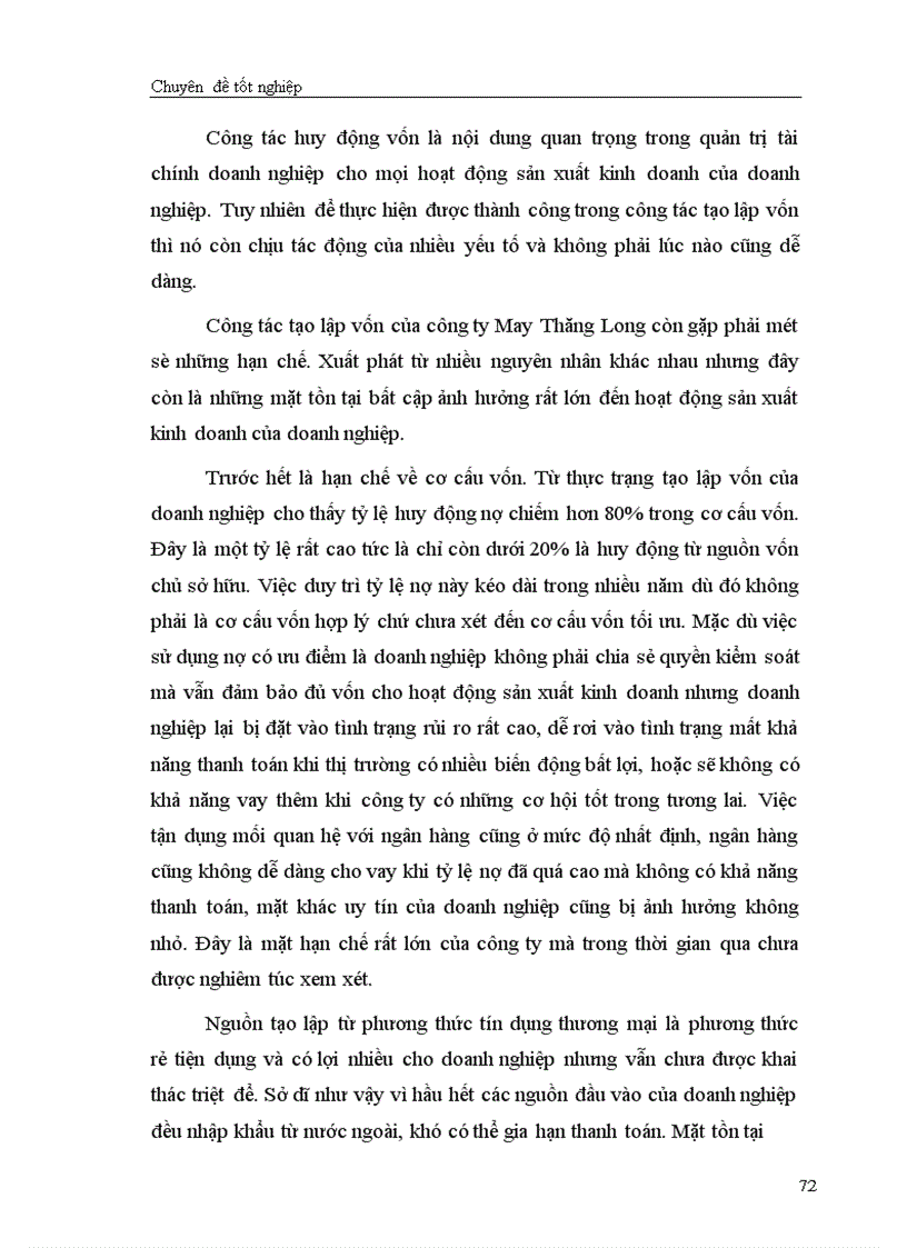 image for page Giải pháp chủ yếu tạo lập vốn cho hoạt động sản xuất kinh doanh ở Công ty cổ phần May Thăng Long