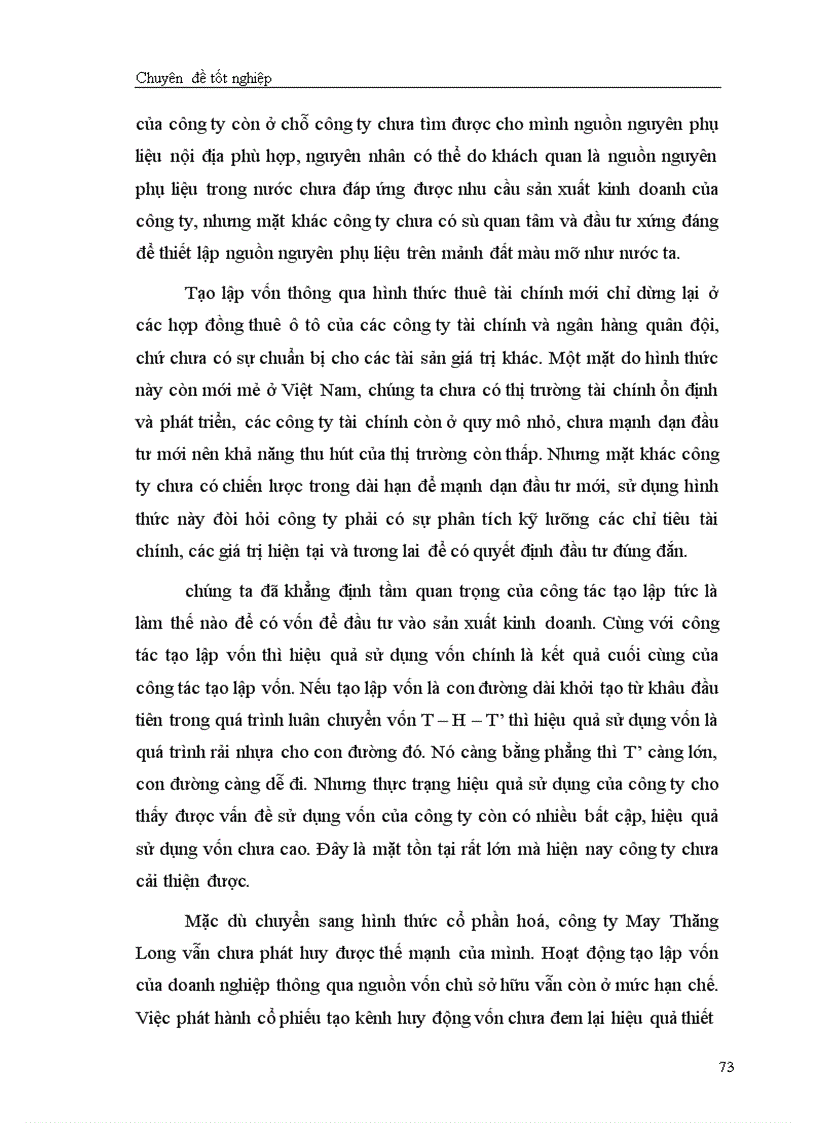 image for page Giải pháp chủ yếu tạo lập vốn cho hoạt động sản xuất kinh doanh ở Công ty cổ phần May Thăng Long