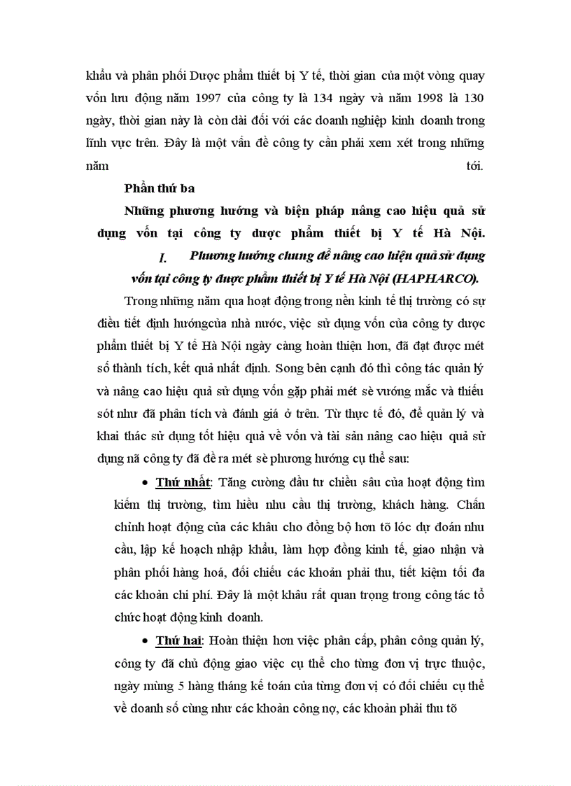 image for page Phương hướng và biện pháp nâng cao hiệu quả sử dụng vốn tại công ty dược phẩm thiết bị y tế Hà Nội