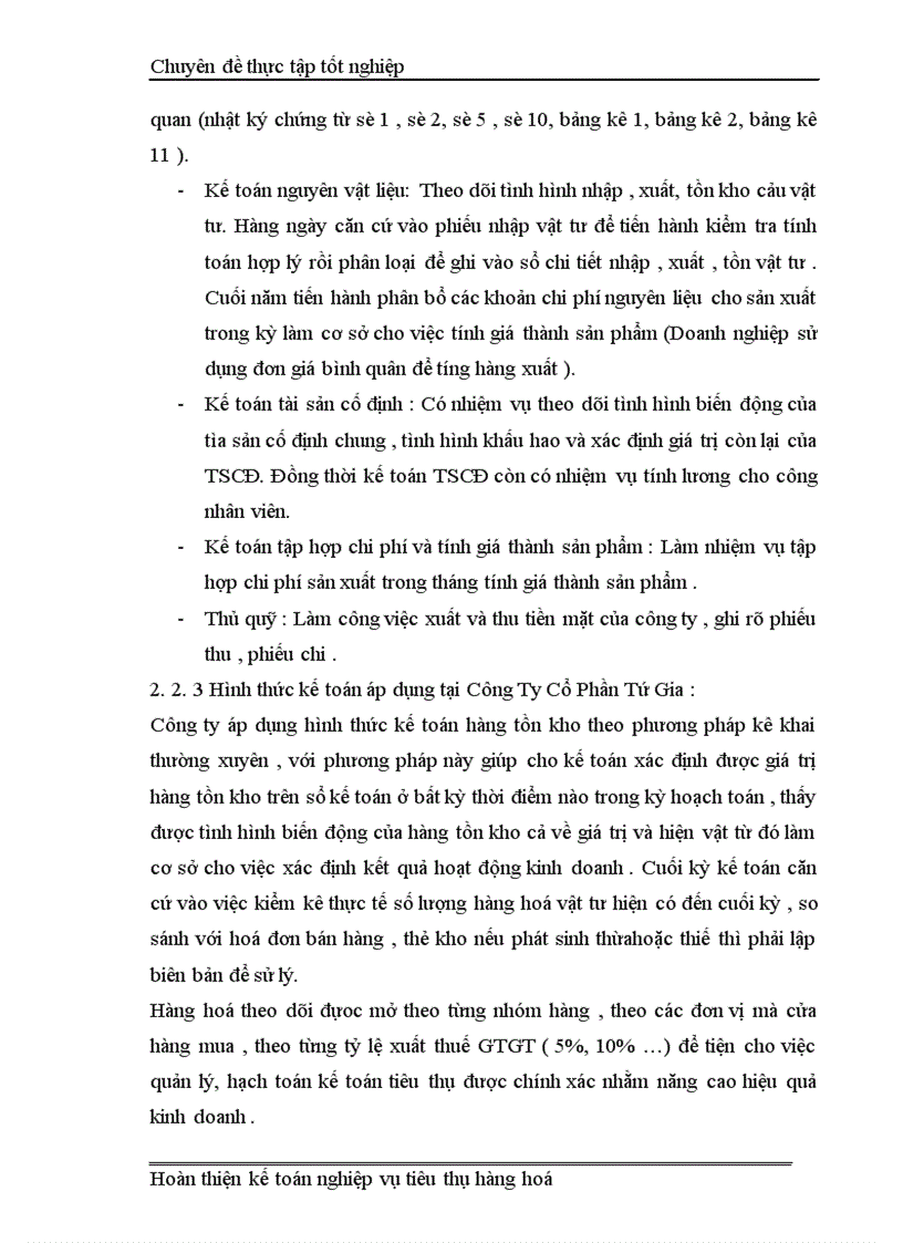image for page Kế Toán Thành Phẩm Tiêu Thụ và Xác Định kết quả tiêu thụ tại Công ty cổ phần Tứ Gia