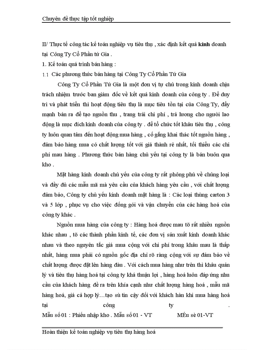 image for page Kế Toán Thành Phẩm Tiêu Thụ và Xác Định kết quả tiêu thụ tại Công ty cổ phần Tứ Gia