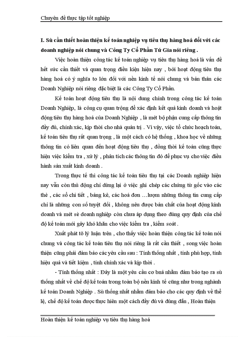 image for page Kế Toán Thành Phẩm Tiêu Thụ và Xác Định kết quả tiêu thụ tại Công ty cổ phần Tứ Gia
