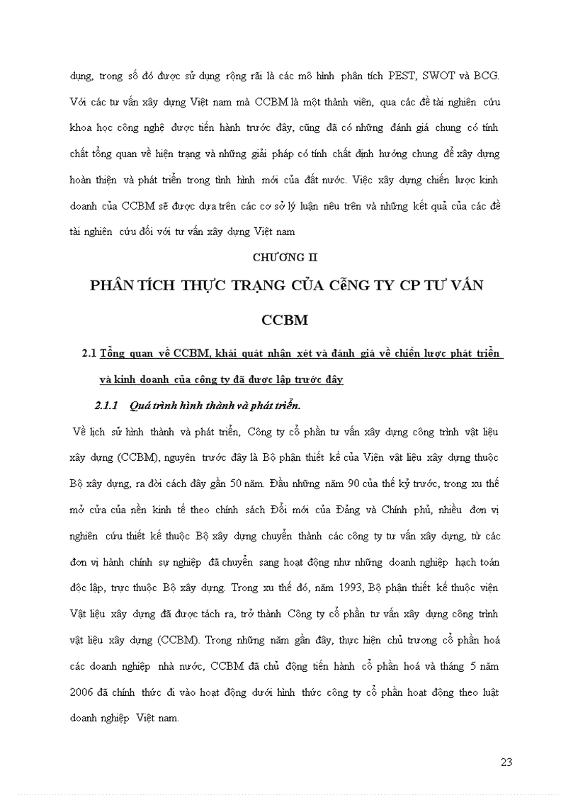 image for page Phân tích thực trạng của công ty cp tư vấn CCBM