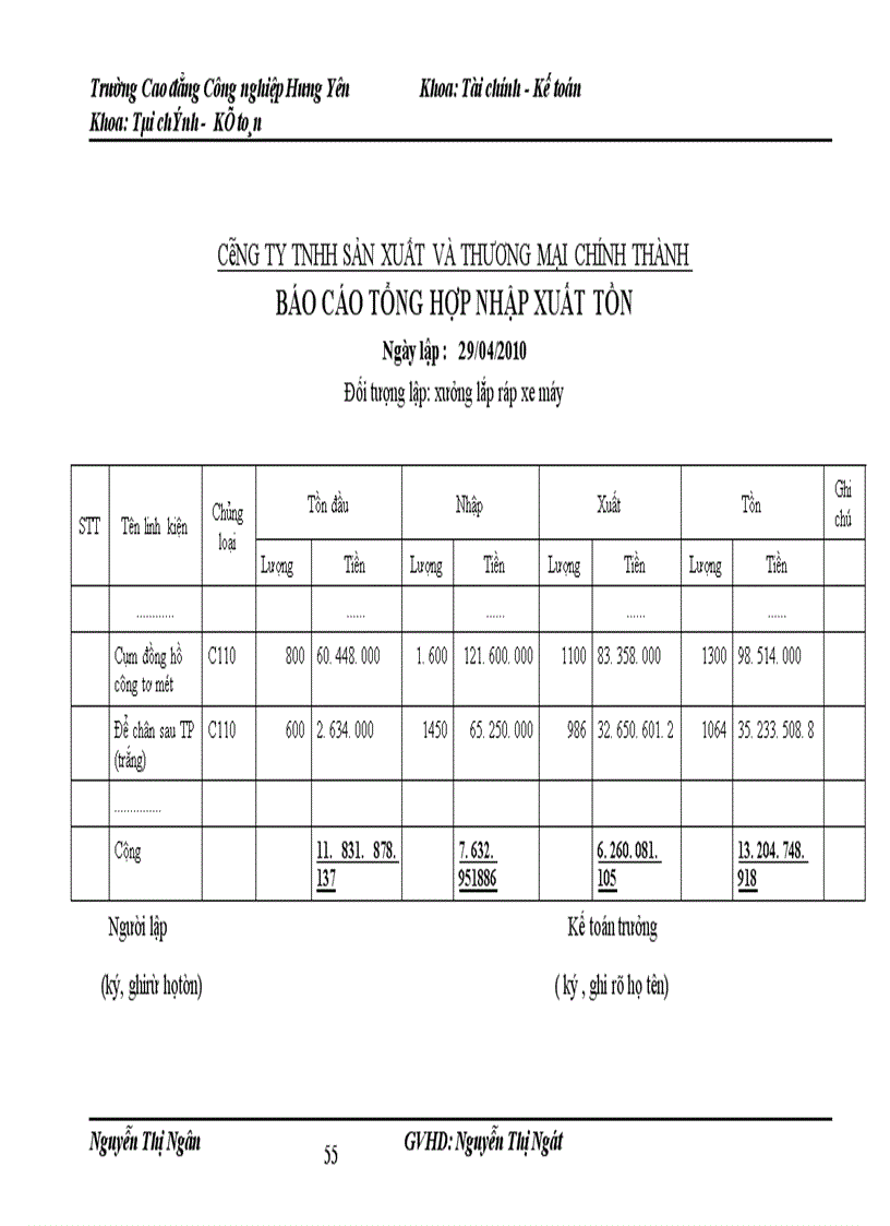 image for page Kế toán nguyên vật liệu, công cụ dụng cụ tại Công ty TNHH sản xuất và thương mại Chính Thành