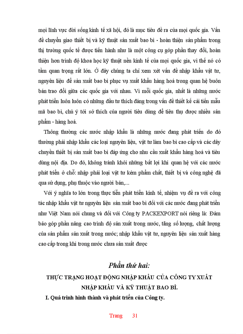 image for page Thực trạng và một số giải pháp hoàn thiện hoạt động nhập khẩu ở Công ty XNK và kỹ thuật bao bì