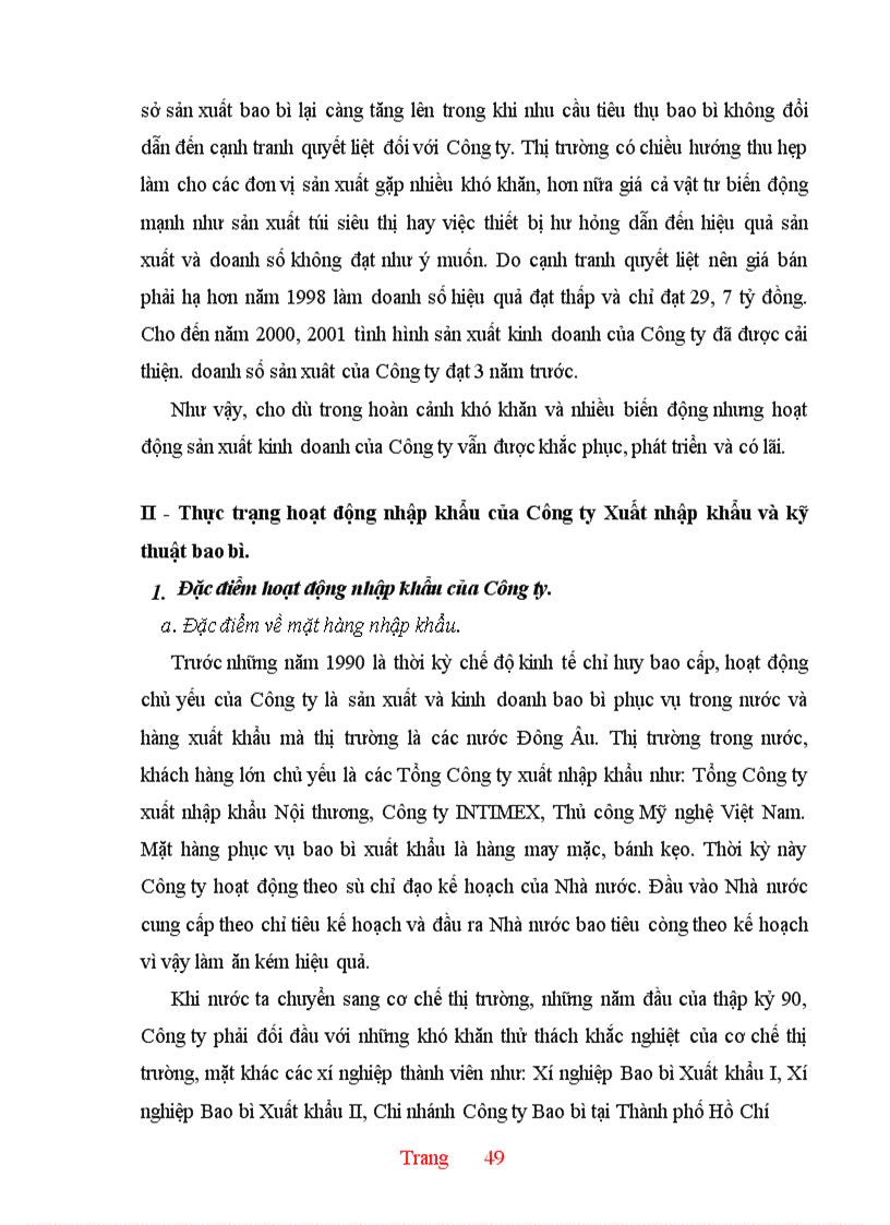 image for page Thực trạng và một số giải pháp hoàn thiện hoạt động nhập khẩu ở Công ty XNK và kỹ thuật bao bì