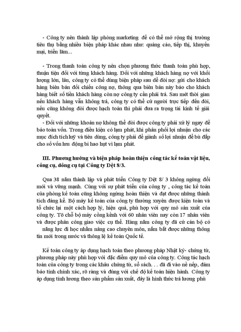 image for page Nâng cao hiệu quả sử dụng vốn lưu động và hoàn thiện công tác tổ chức kế toán tại Công ty Dệt 8/3