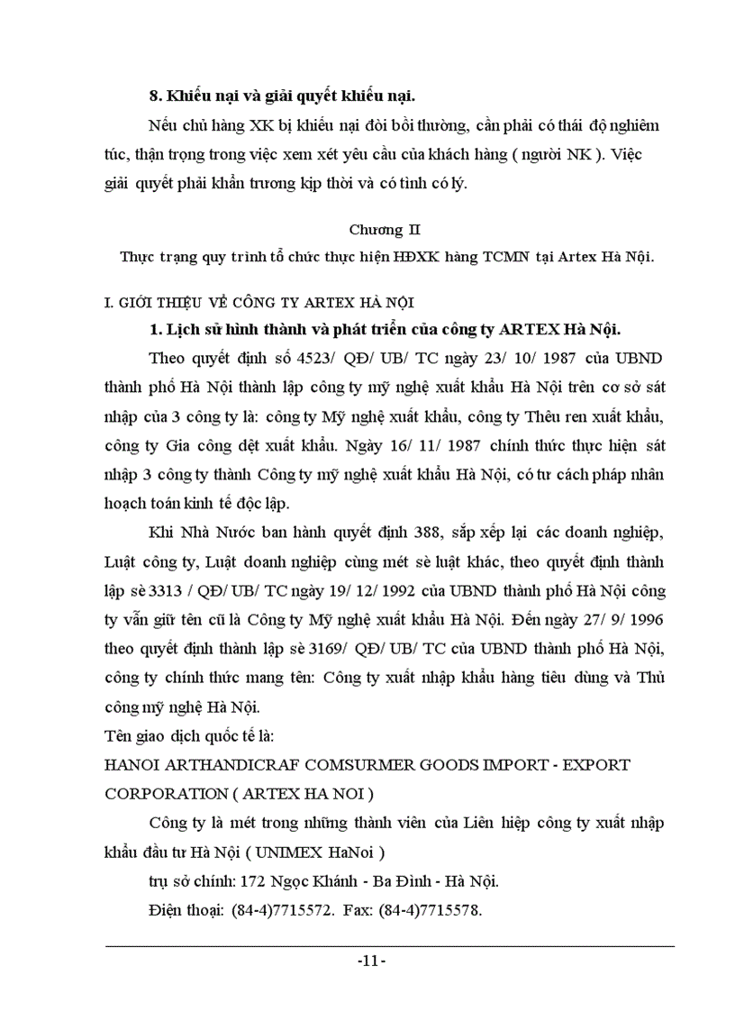 image for page Thực trạng và giải pháp trong hoạt động xuất khẩu hàng TCMN tại công ty Artex –Hà Nội