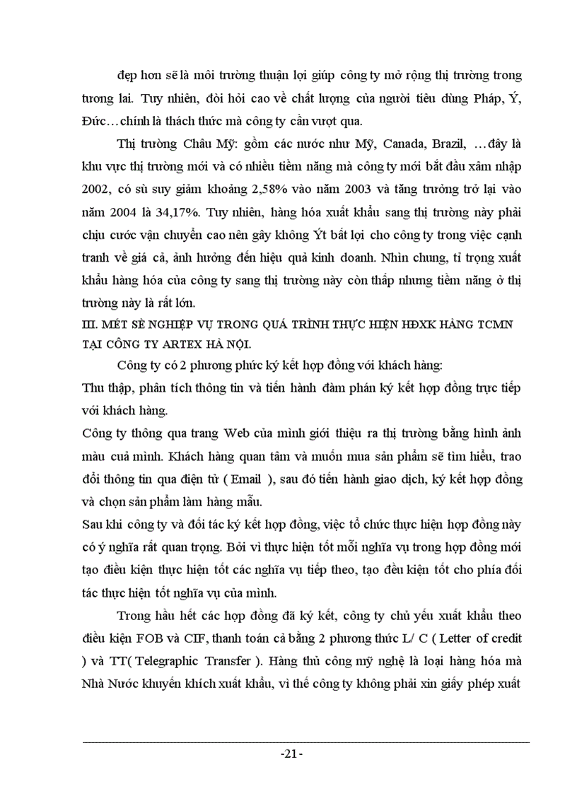 image for page Thực trạng và giải pháp trong hoạt động xuất khẩu hàng TCMN tại công ty Artex –Hà Nội