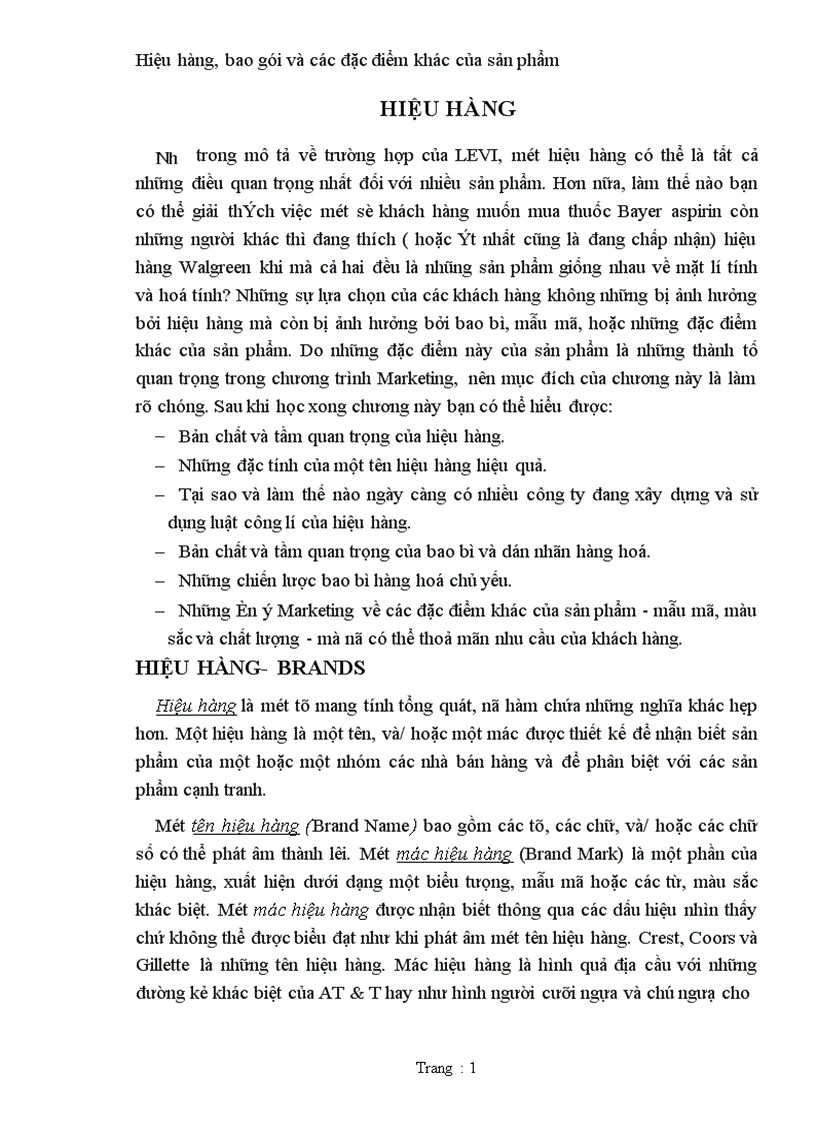 image for page Hiệu hàng, bao gói và các đặc điểm khác của sản phẩm