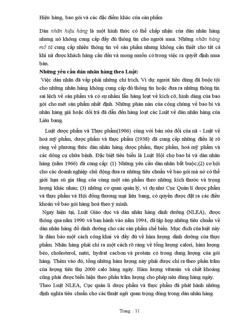 image for page Hiệu hàng, bao gói và các đặc điểm khác của sản phẩm