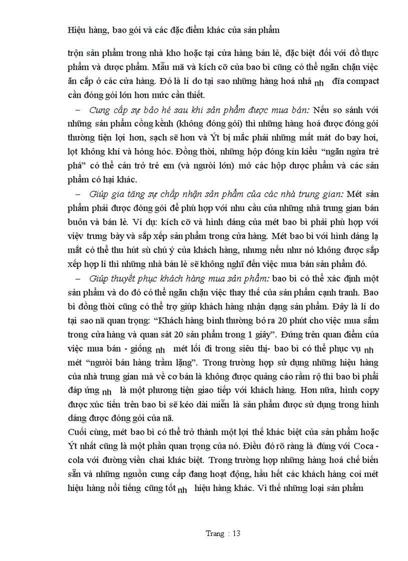 image for page Hiệu hàng, bao gói và các đặc điểm khác của sản phẩm