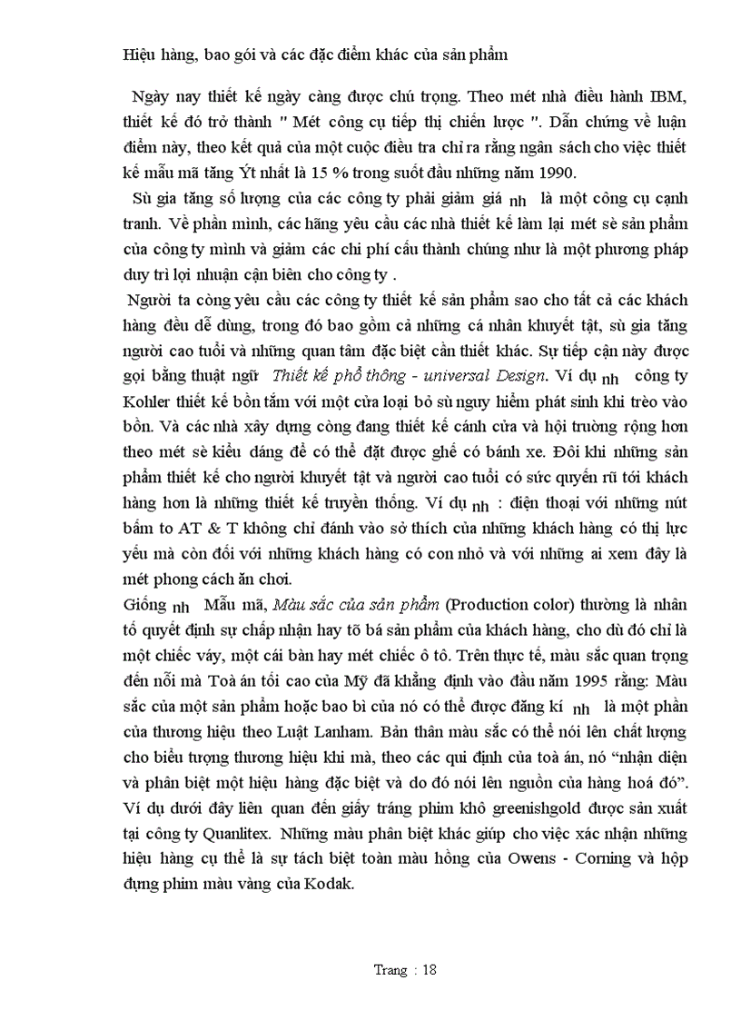 image for page Hiệu hàng, bao gói và các đặc điểm khác của sản phẩm