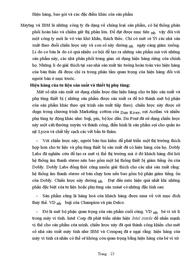 image for page Hiệu hàng, bao gói và các đặc điểm khác của sản phẩm