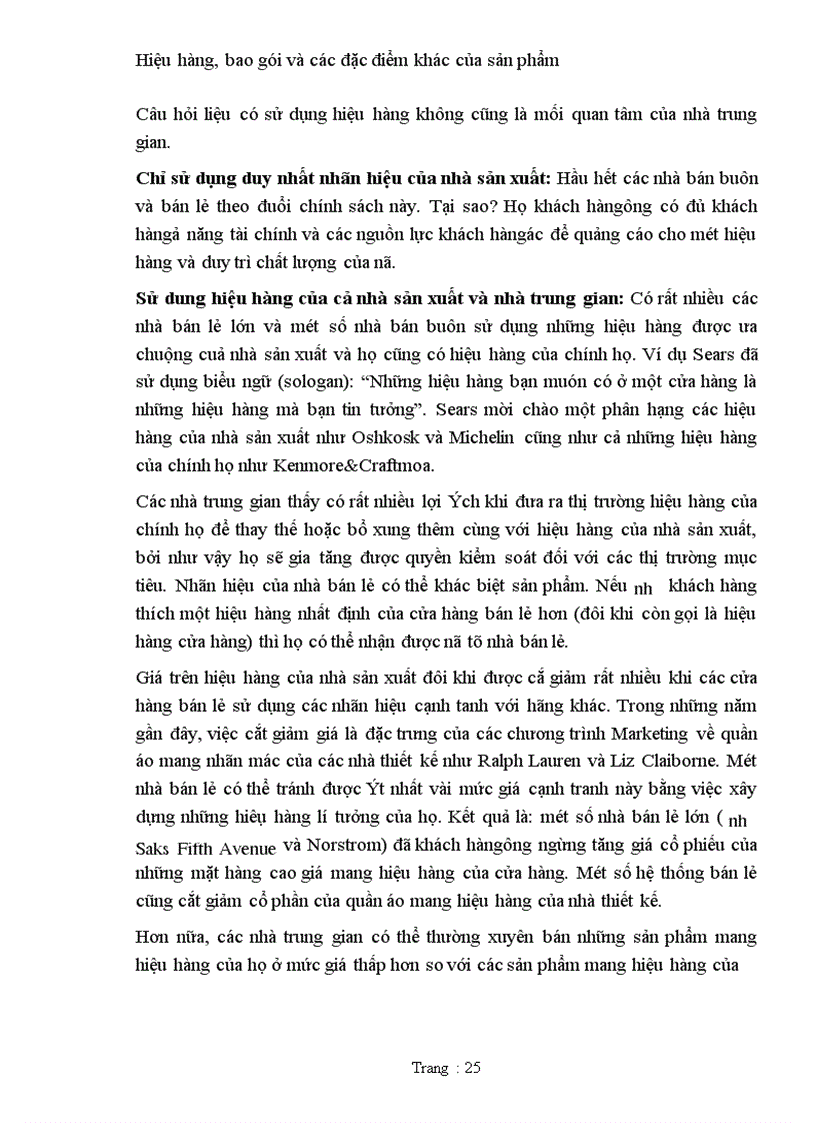 image for page Hiệu hàng, bao gói và các đặc điểm khác của sản phẩm