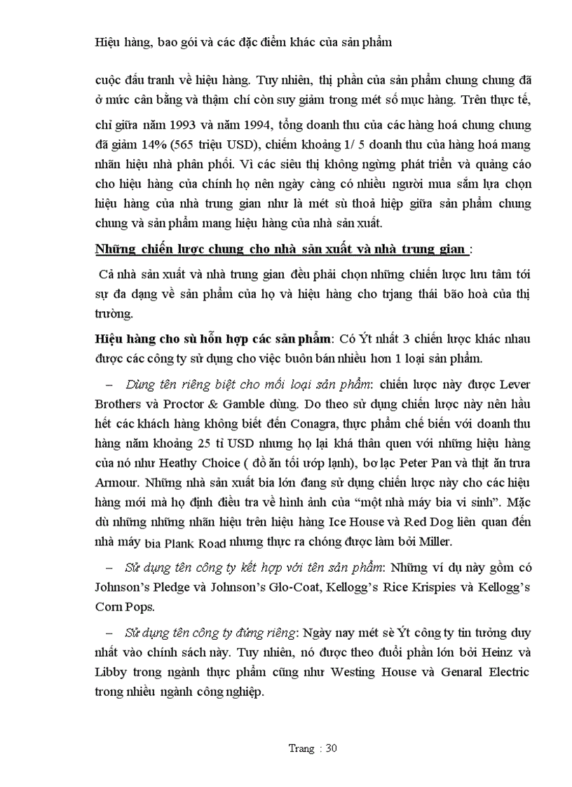 image for page Hiệu hàng, bao gói và các đặc điểm khác của sản phẩm