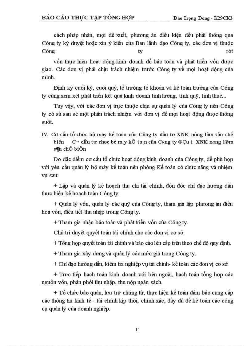 image for page Tình hình tổ chức thực hiện công tác tài chính của Công ty đầu tư XNK nông lâm sản chế biến