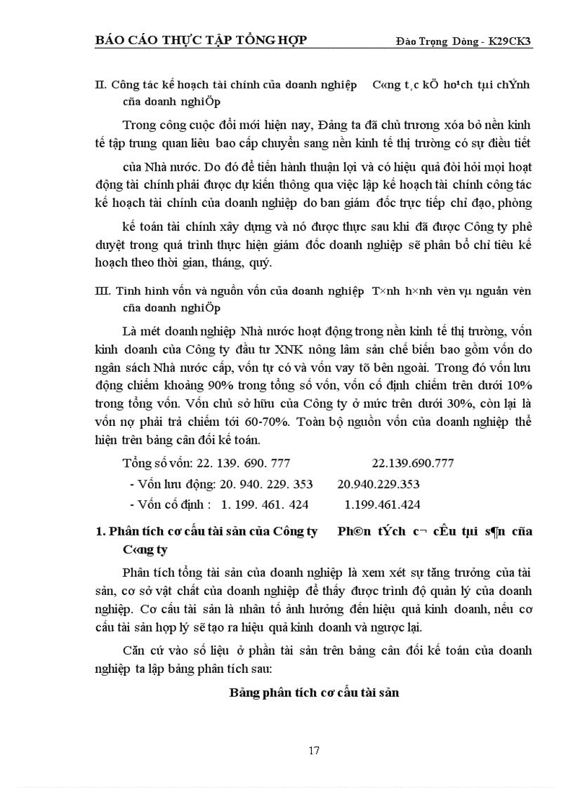image for page Tình hình tổ chức thực hiện công tác tài chính của Công ty đầu tư XNK nông lâm sản chế biến