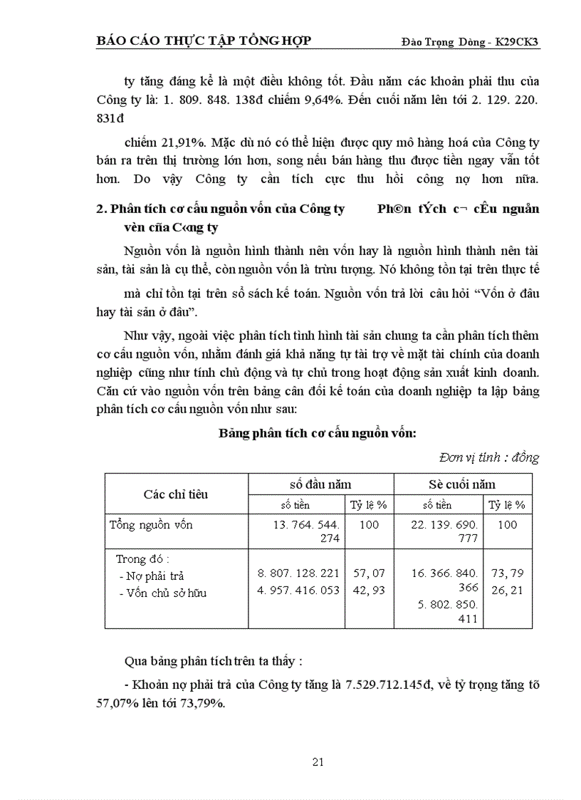image for page Tình hình tổ chức thực hiện công tác tài chính của Công ty đầu tư XNK nông lâm sản chế biến