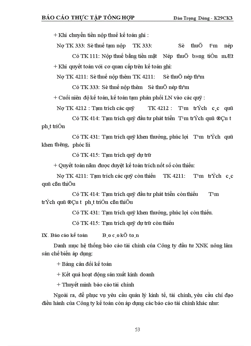 image for page Tình hình tổ chức thực hiện công tác tài chính của Công ty đầu tư XNK nông lâm sản chế biến