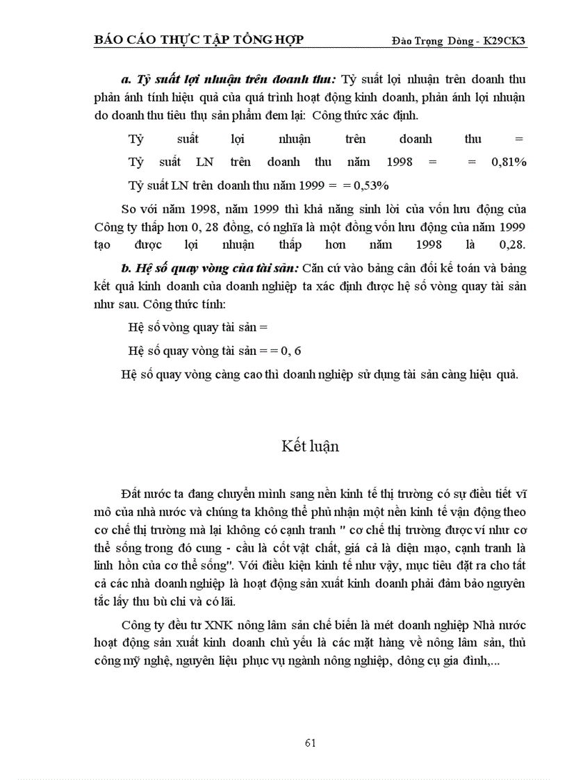 image for page Tình hình tổ chức thực hiện công tác tài chính của Công ty đầu tư XNK nông lâm sản chế biến
