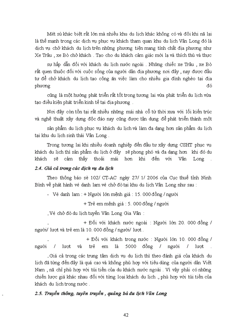 image for page Hoạt động khai thác du lịch tại Vân Long