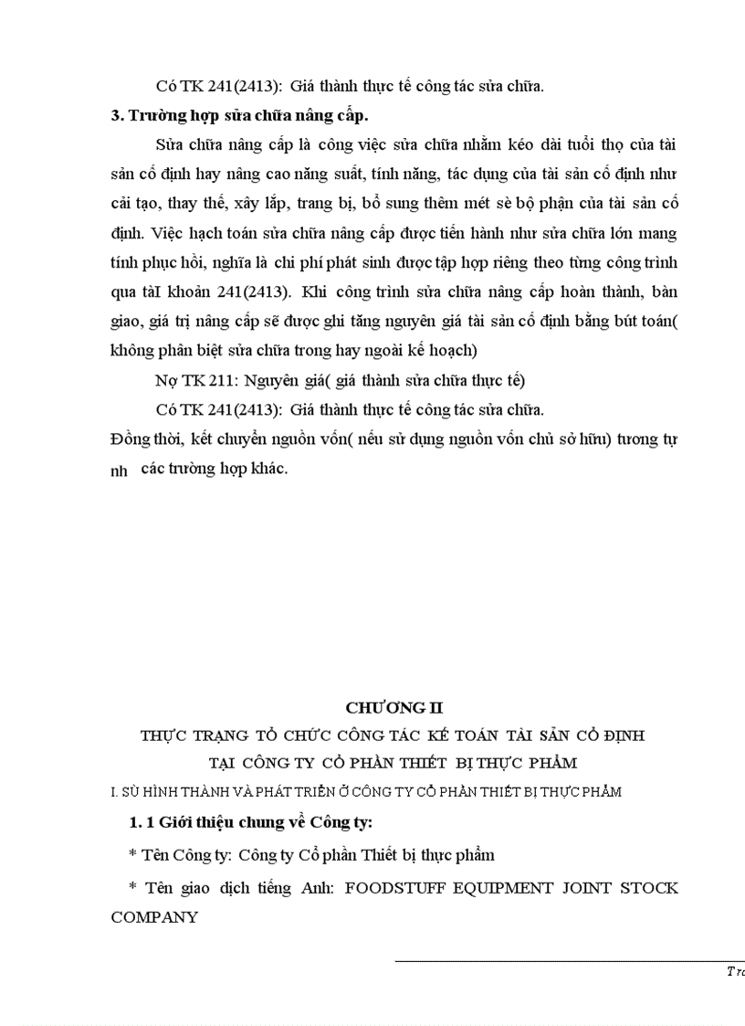 image for page Hoàn thiện công tác kế toán TSCĐ ở Công ty Cổ phần thiết bị thực phẩm