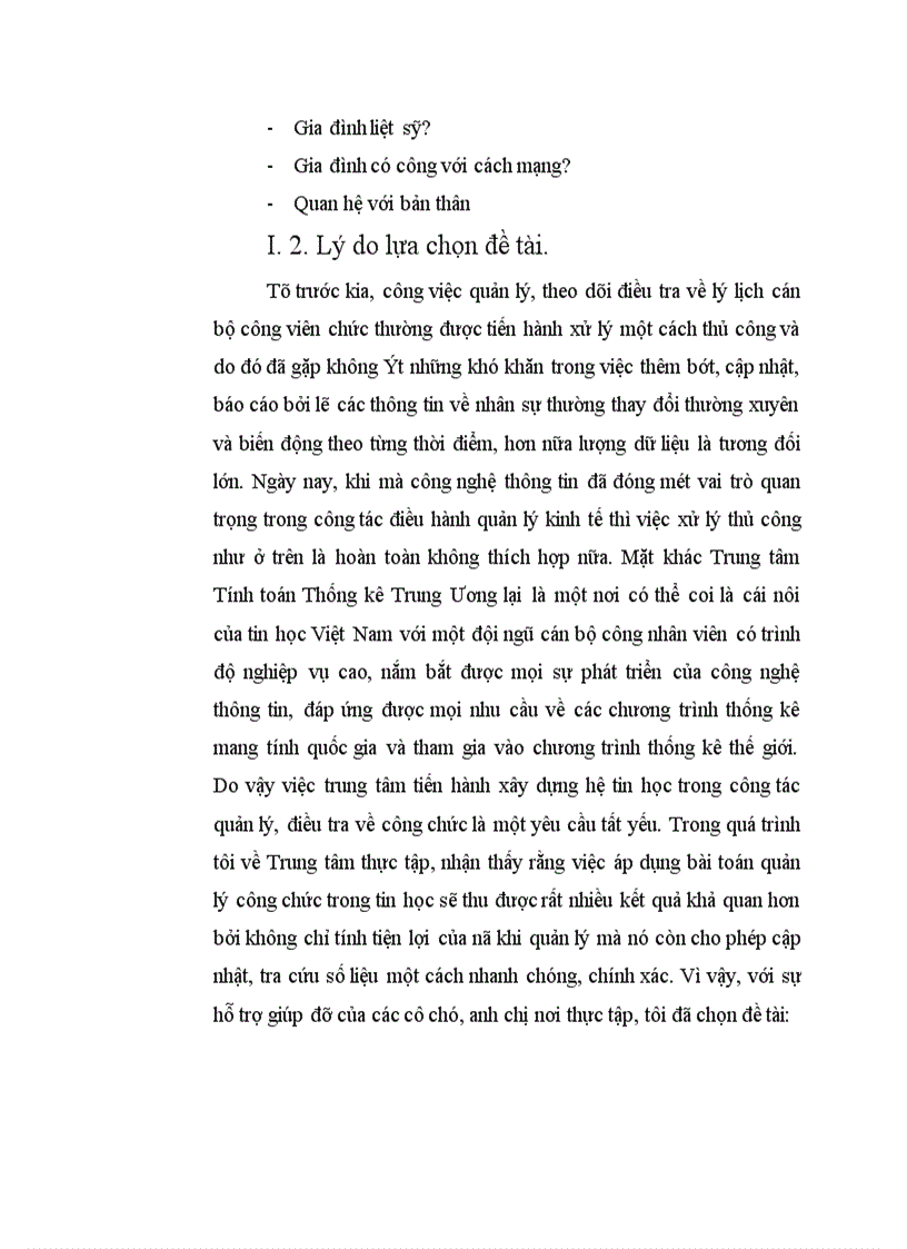 image for page Ứng dụng tin học trong công tác quản lý, điều tra lý lịch cán bộ công viên chức tại Trung tâm Tính toán Thống kê Trung Ương